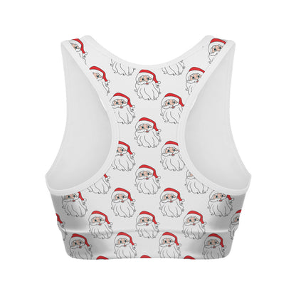 Christmas Santa Claus Pattern Print Women's Sports Bra