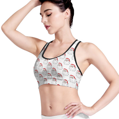Christmas Santa Claus Pattern Print Women's Sports Bra