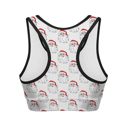 Christmas Santa Claus Pattern Print Women's Sports Bra