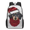 Christmas Santa Dachshund Print 17 Inch Backpack