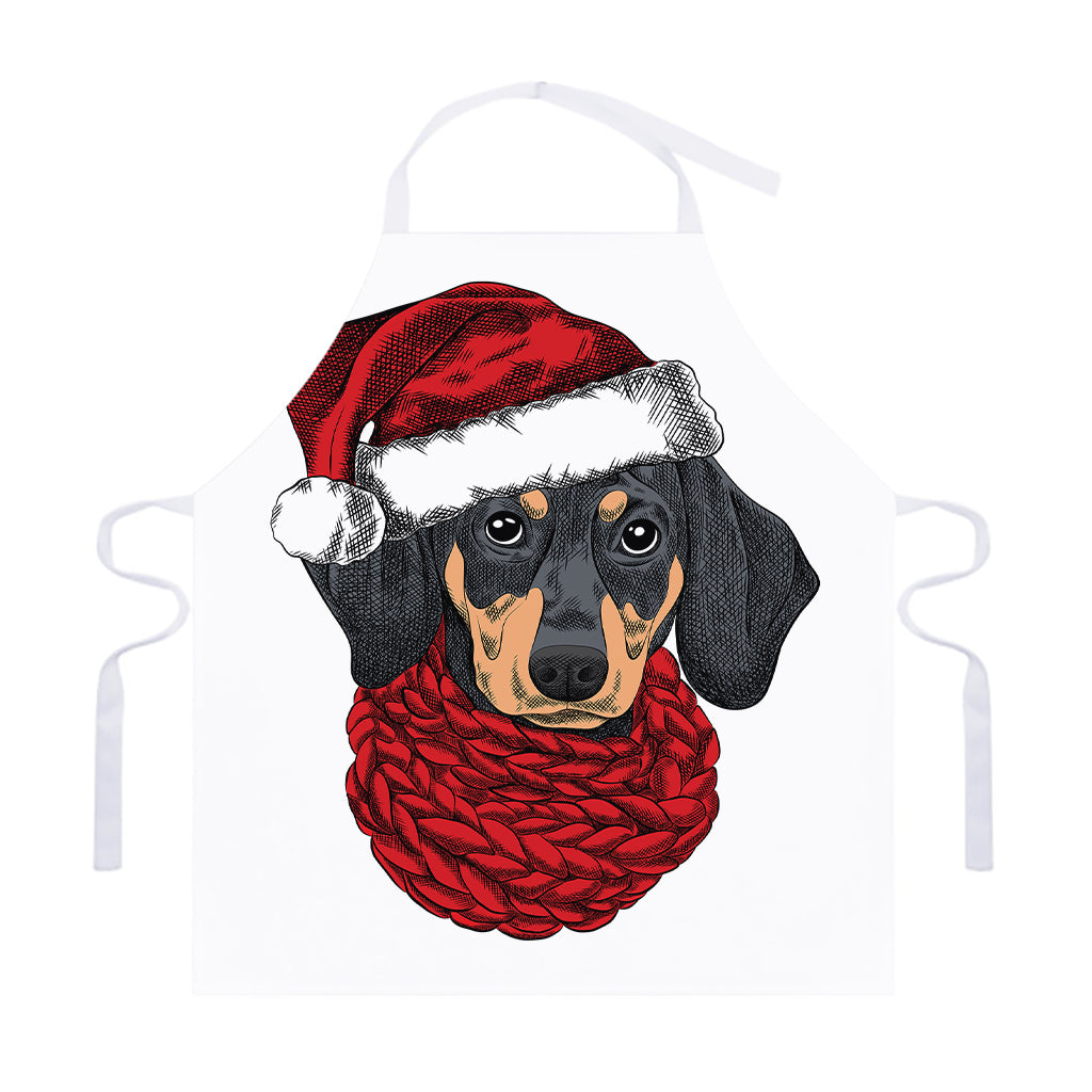 Christmas Santa Dachshund Print Adjustable Apron