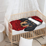 Christmas Santa Dachshund Print Baby Crib Sheet