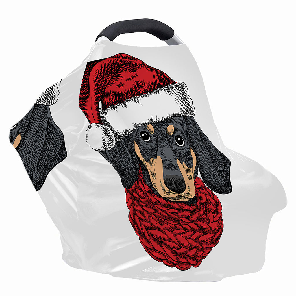 Christmas Santa Dachshund Print Baby Seat Cover