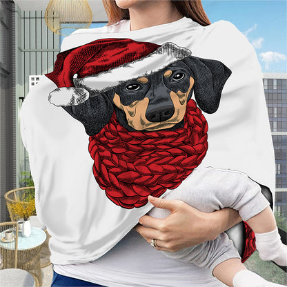 Christmas Santa Dachshund Print Baby Seat Cover