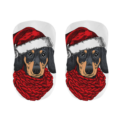 Christmas Santa Dachshund Print Bar Stool Covers