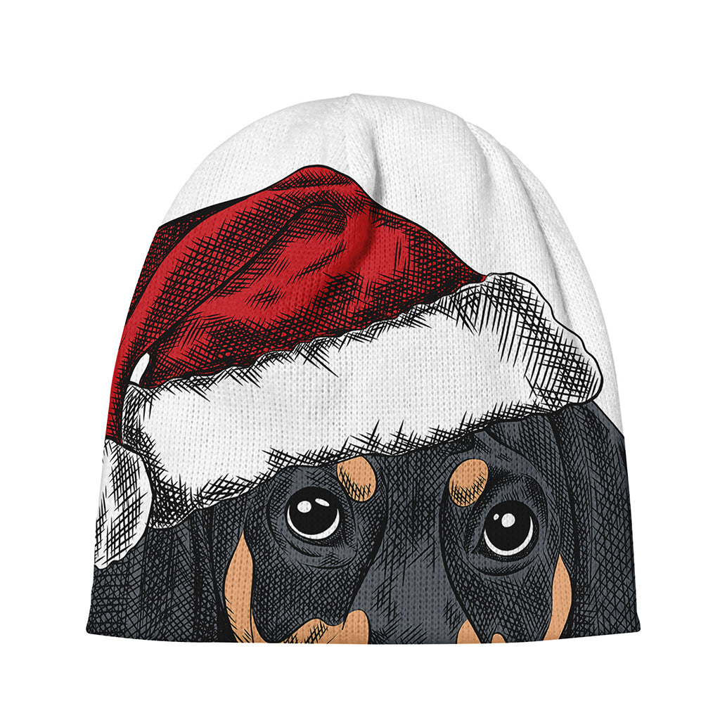 Christmas Santa Dachshund Print Beanie
