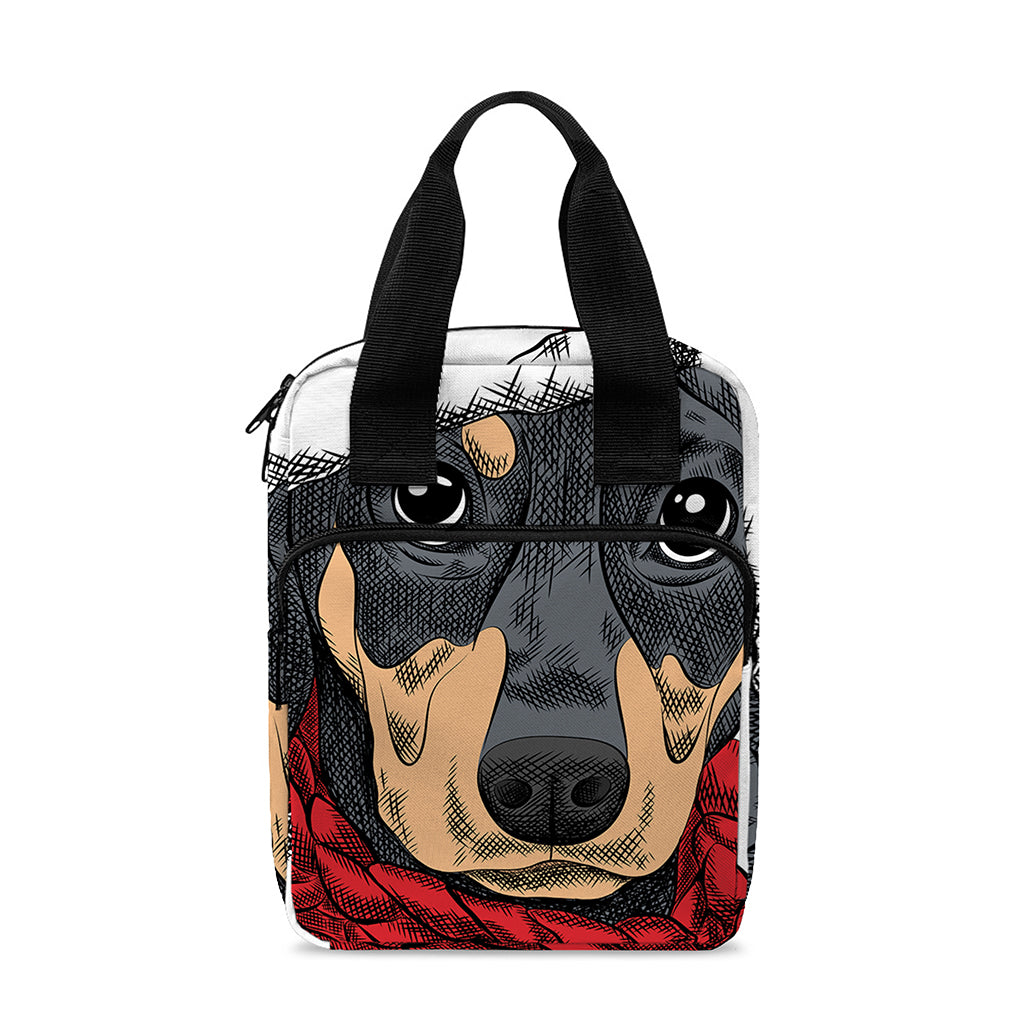 Christmas Santa Dachshund Print Bible Tote Bag
