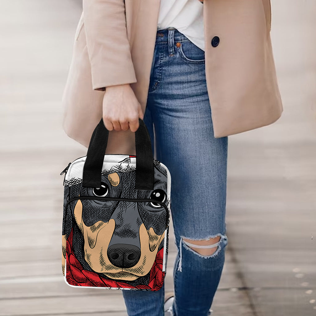 Christmas Santa Dachshund Print Bible Tote Bag