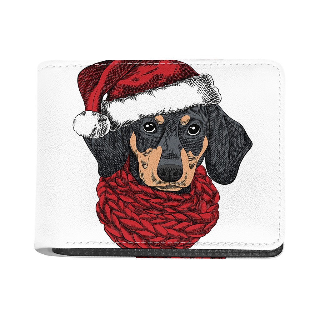 Christmas Santa Dachshund Print Bifold Wallet