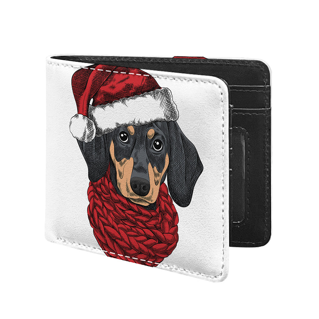 Christmas Santa Dachshund Print Bifold Wallet