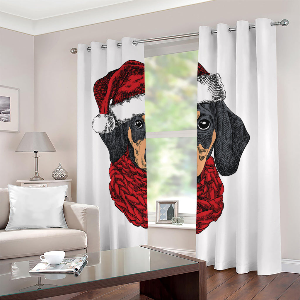 Christmas Santa Dachshund Print Blackout Grommet Curtains