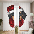 Christmas Santa Dachshund Print Dimout Pencil Pleat Curtains