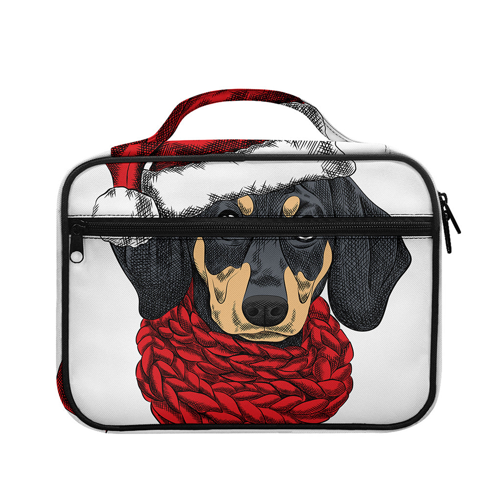Christmas Santa Dachshund Print Briefcase Bible Bag