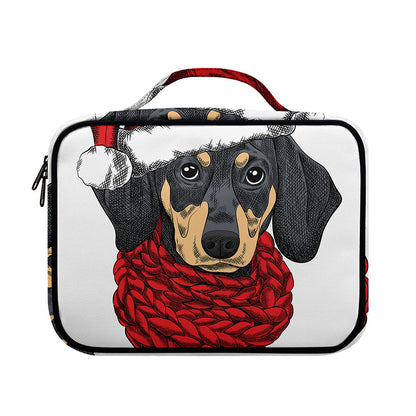 Christmas Santa Dachshund Print Briefcase Bible Bag