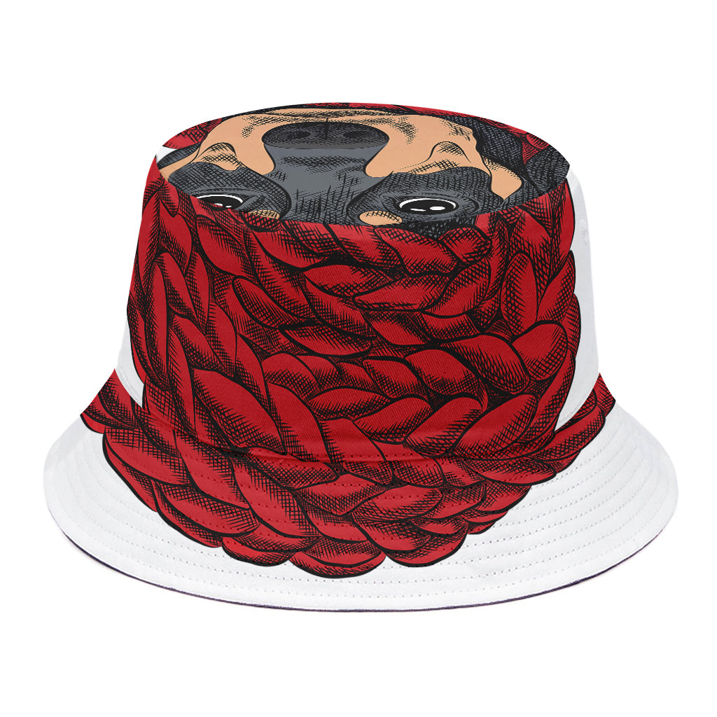 Christmas Santa Dachshund Print Bucket Hat