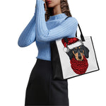 Christmas Santa Dachshund Print Canvas Tote Bag