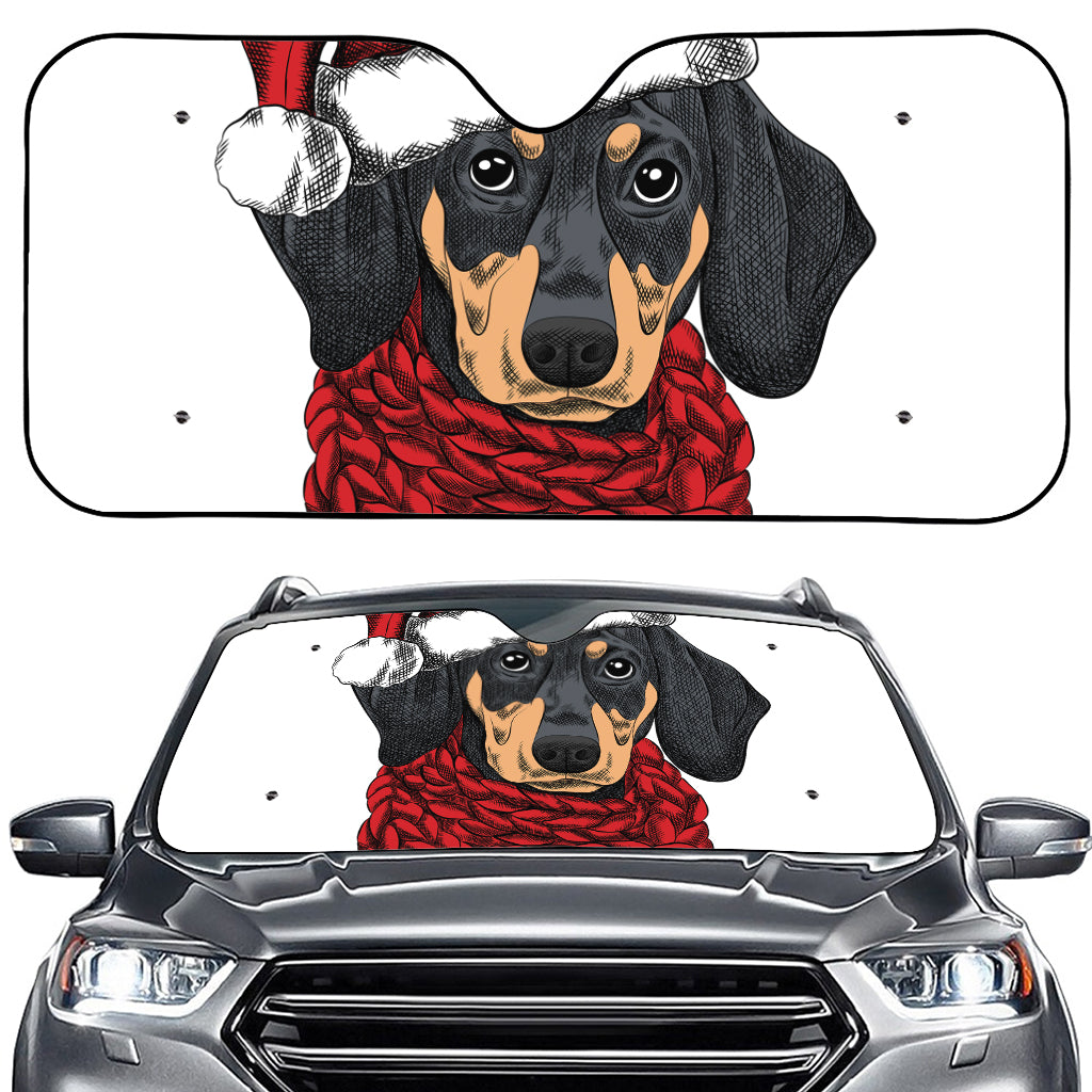 Christmas Santa Dachshund Print Car Windshield Sun Shade