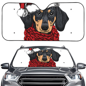 Christmas Santa Dachshund Print Car Windshield Sun Shade