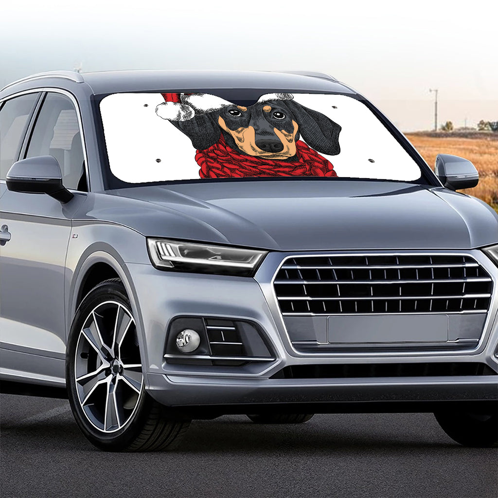 Christmas Santa Dachshund Print Car Windshield Sun Shade