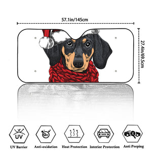 Christmas Santa Dachshund Print Car Windshield Sun Shade