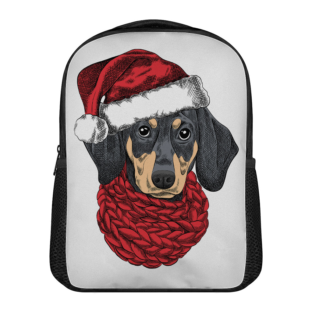 Christmas Santa Dachshund Print Casual Backpack