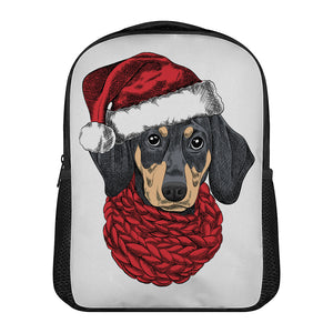 Christmas Santa Dachshund Print Casual Backpack