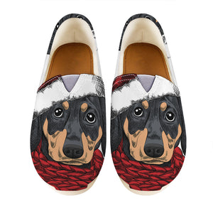 Christmas Santa Dachshund Print Casual Shoes