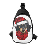 Christmas Santa Dachshund Print Chest Bag