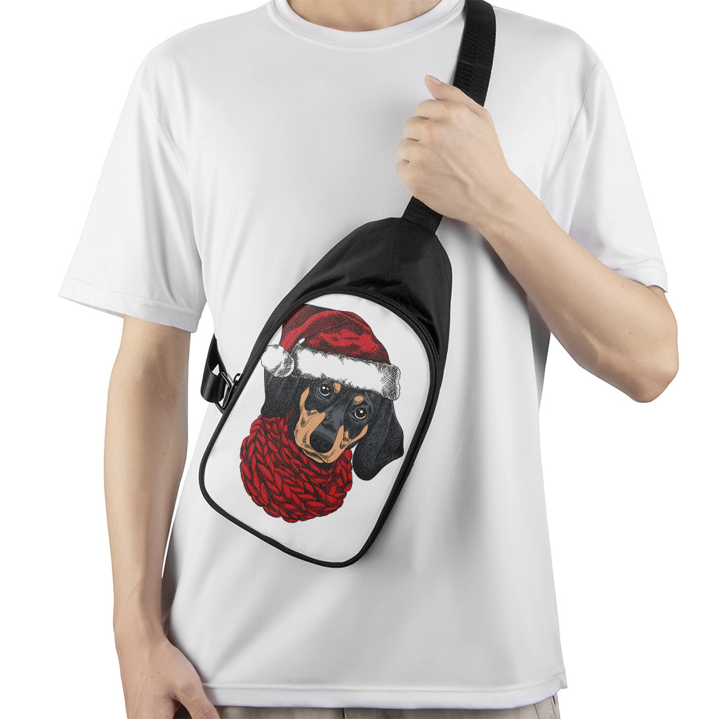 Christmas Santa Dachshund Print Chest Bag