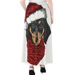 Christmas Santa Dachshund Print Chiffon Maxi Skirt