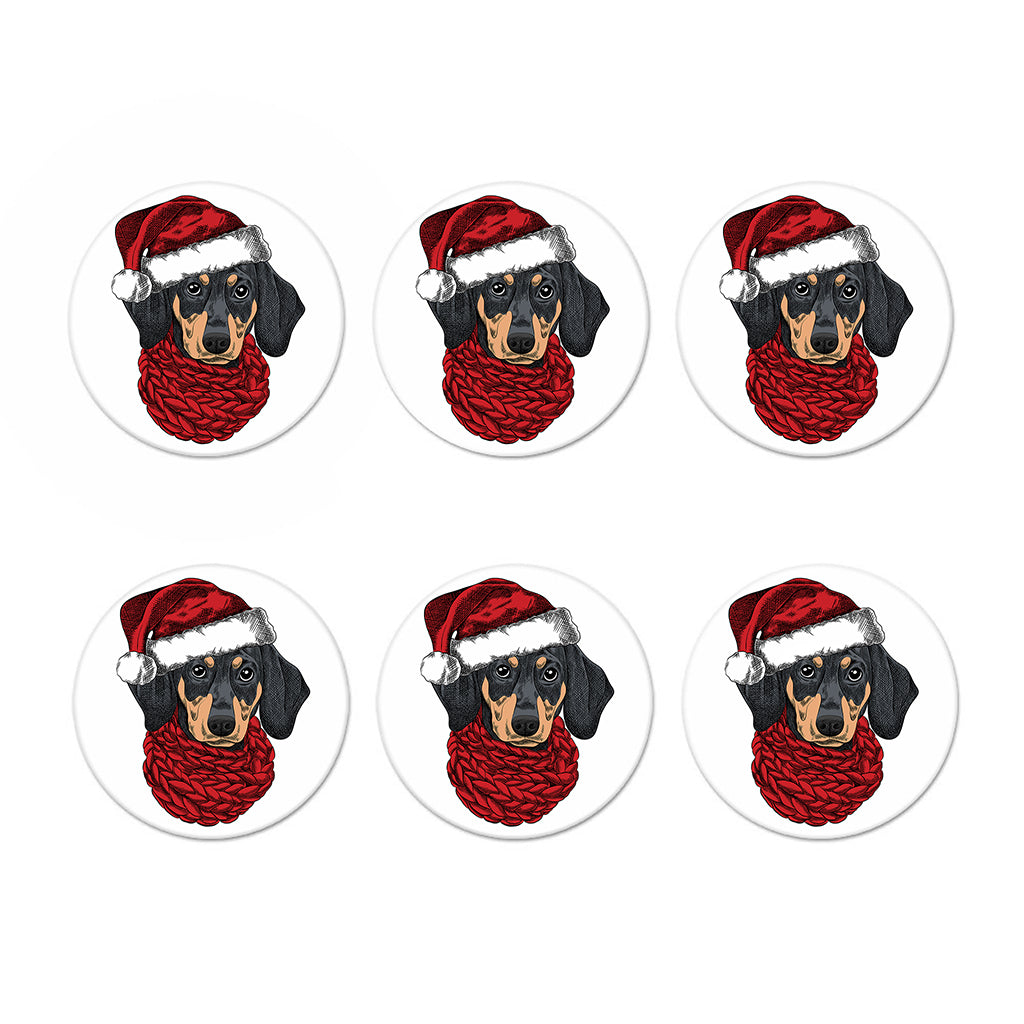 Christmas Santa Dachshund Print Coaster Set