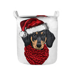 Christmas Santa Dachshund Print Collapsible Laundry Basket