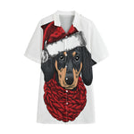 Christmas Santa Dachshund Print Cotton Hawaiian Shirt