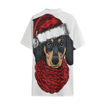 Christmas Santa Dachshund Print Cotton Hawaiian Shirt