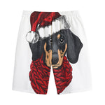 Christmas Santa Dachshund Print Cotton Shorts