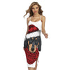 Christmas Santa Dachshund Print Cross Back Cami Dress