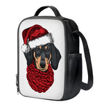 Christmas Santa Dachshund Print Crossbody Lunch Bag
