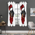 Christmas Santa Dachshund Print Grommet Curtain Panels