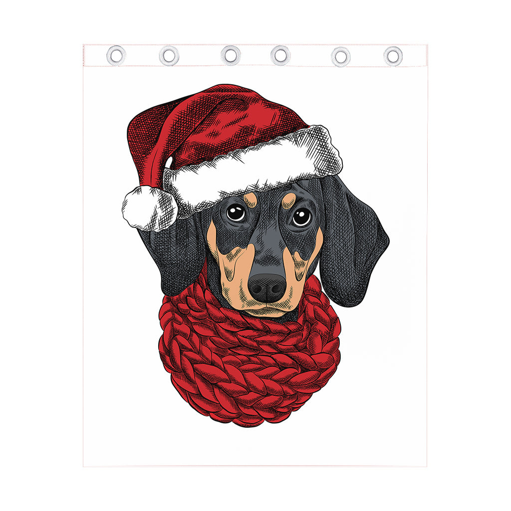 Christmas Santa Dachshund Print Curtain