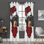 Christmas Santa Dachshund Print Curtain