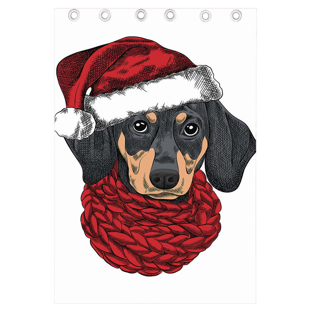 Christmas Santa Dachshund Print Curtain