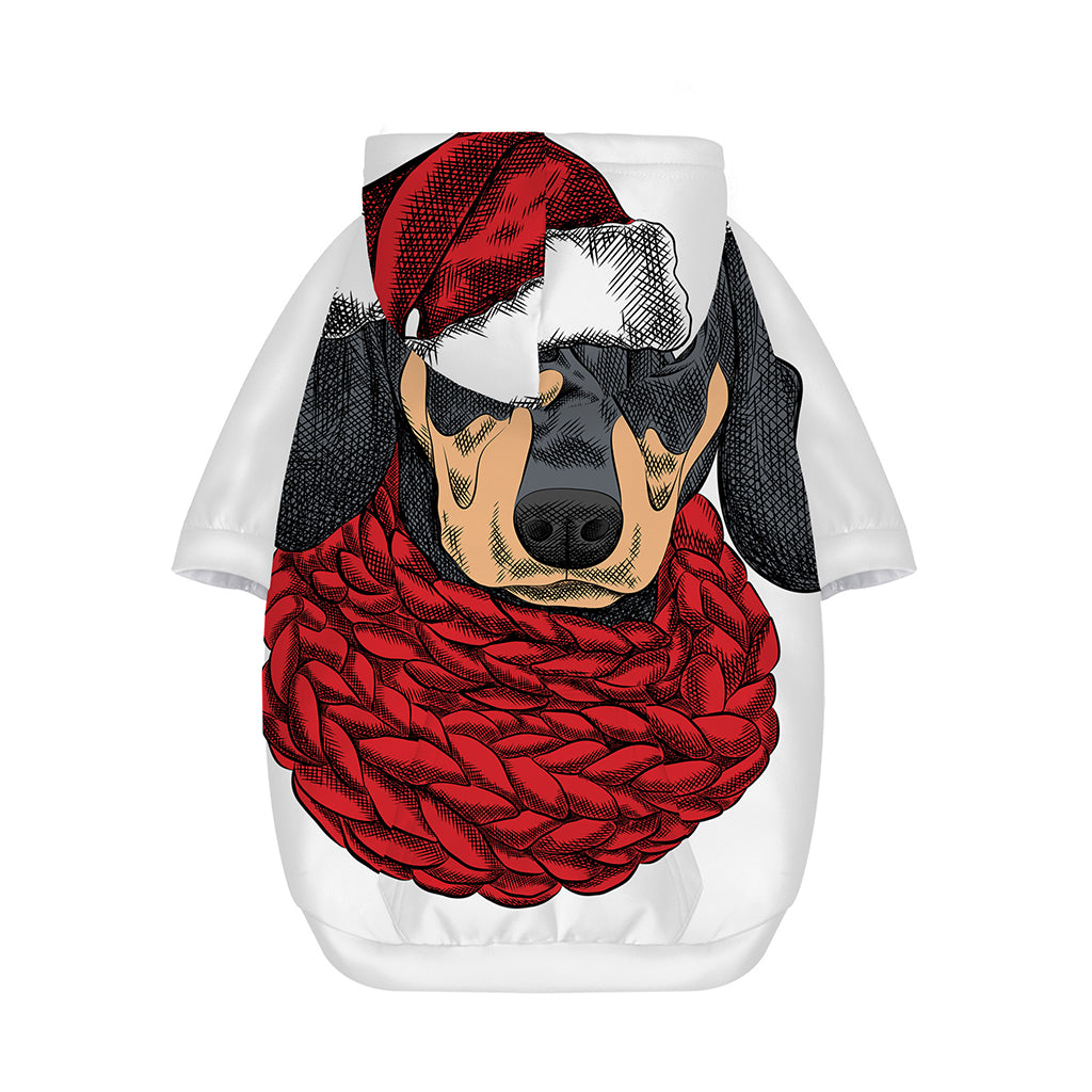 Christmas Santa Dachshund Print Dog Zip Up Hoodie