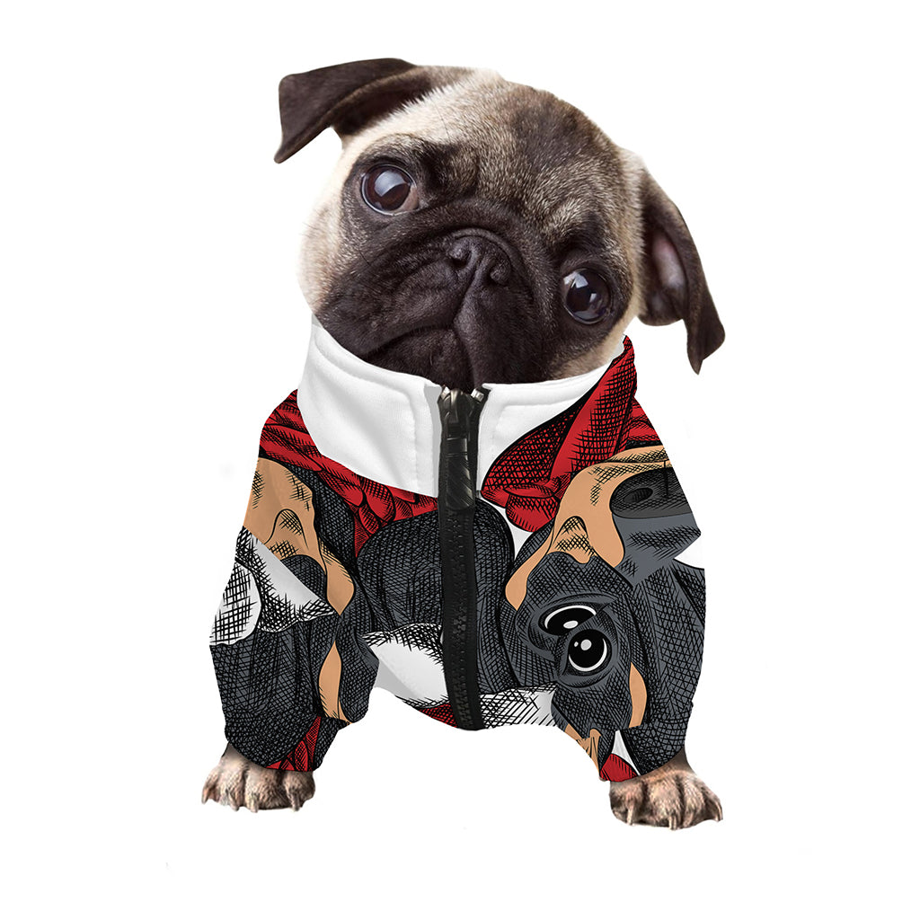Christmas Santa Dachshund Print Dog Zip Up Jacket