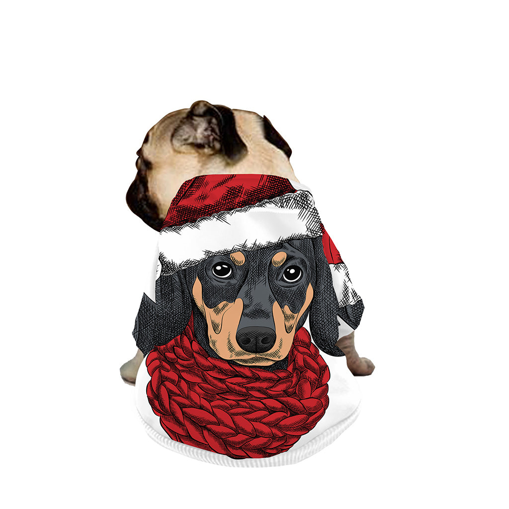 Christmas Santa Dachshund Print Dog Zip Up Jacket