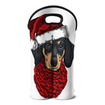 Christmas Santa Dachshund Print Double Neoprene Wine Tote