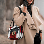 Christmas Santa Dachshund Print Double Strap Bible Bag