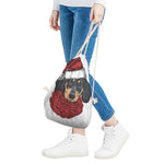 Christmas Santa Dachshund Print Drawstring Bag