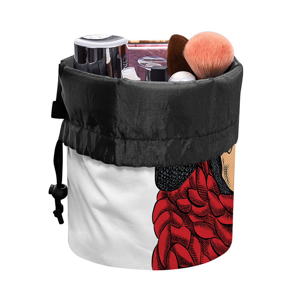 Christmas Santa Dachshund Print Drawstring Makeup Bag