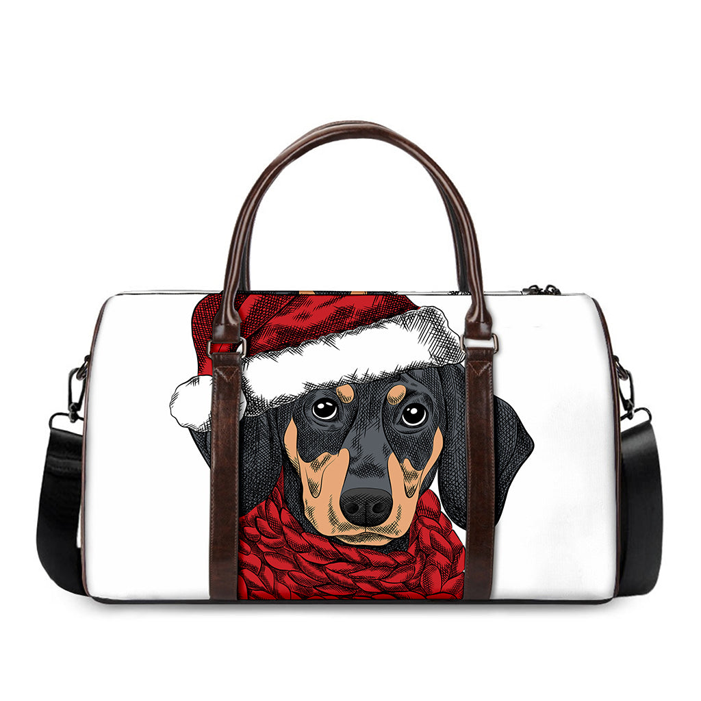 Christmas Santa Dachshund Print Duffle Bag