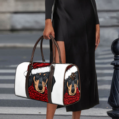 Christmas Santa Dachshund Print Duffle Bag